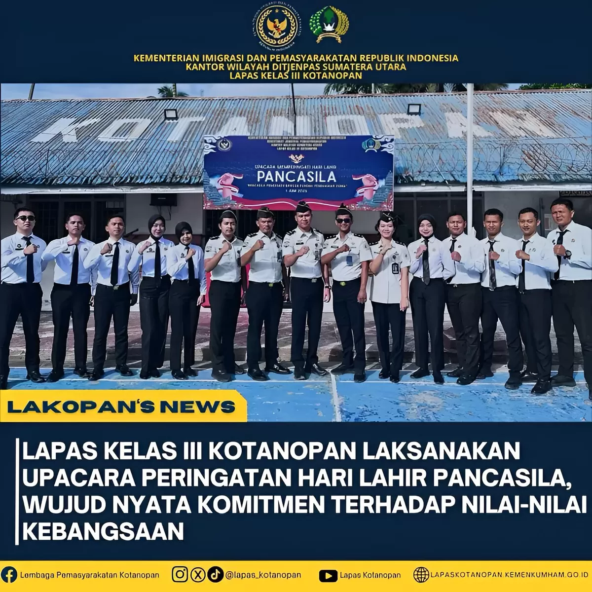 Pegawai Lapas Kotanopan Saat Upacara Peringatan Hari Lahir Pancasila