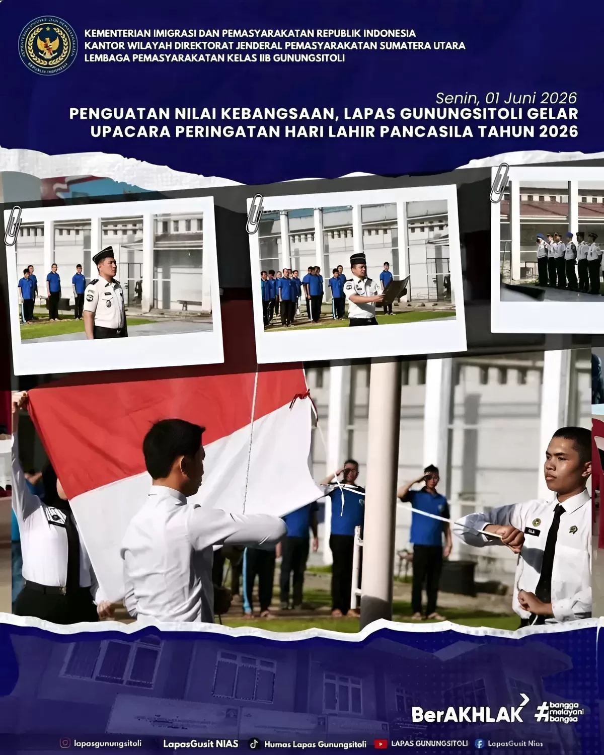 Kalapas Gunungsitoli dan Jajaran Saat Upacara Peringatan Hari Lahir Pancasila