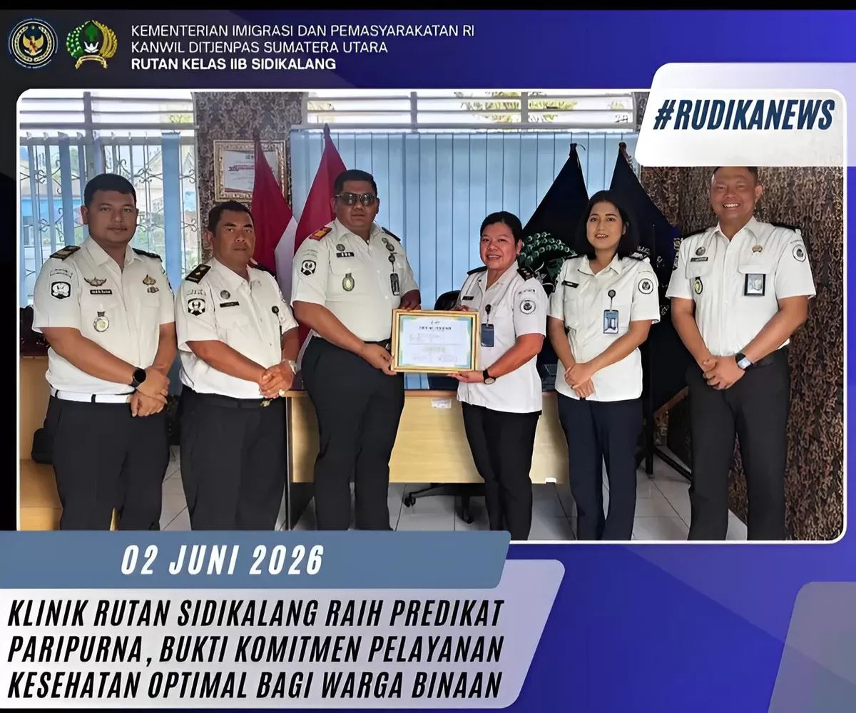 Karutan Sidikalang dan Jajaran dengan Sertifikat Akreditasi Predikat Paripurna