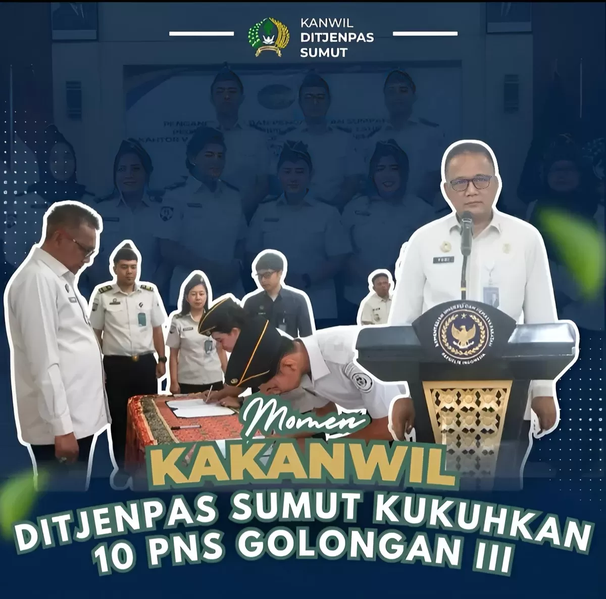 Kakanwil Ditjenpas Sumut Saat Pimpin Pengambilan Sumpah 10 PNS Golongan III