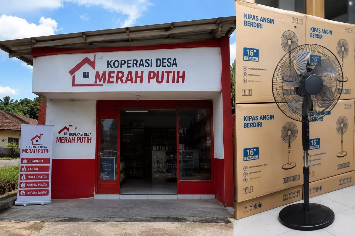 ilustrasi koperasi desa merah putih dan kipas angin (tim media nawacita indonesia)