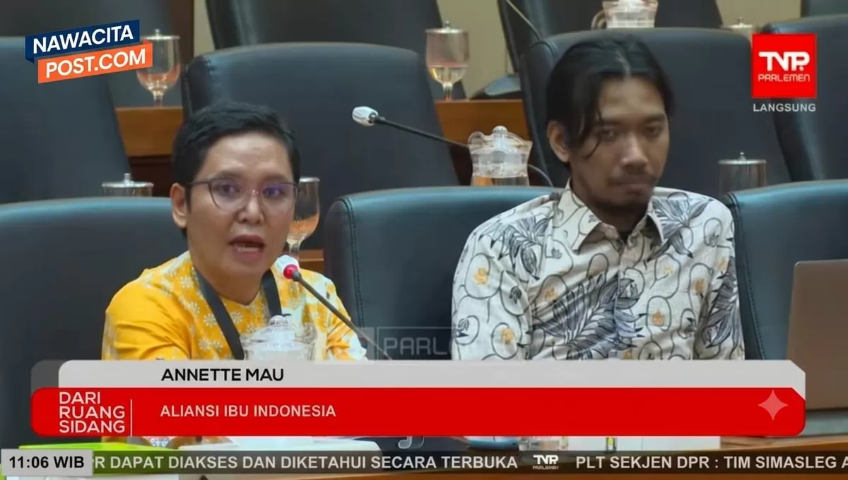Annette Mau Aliansi Ibu Indonesia saat menghadiri RDPU bersama Komisi IX DPR RI (Akun YouTube resmi DPR RI)