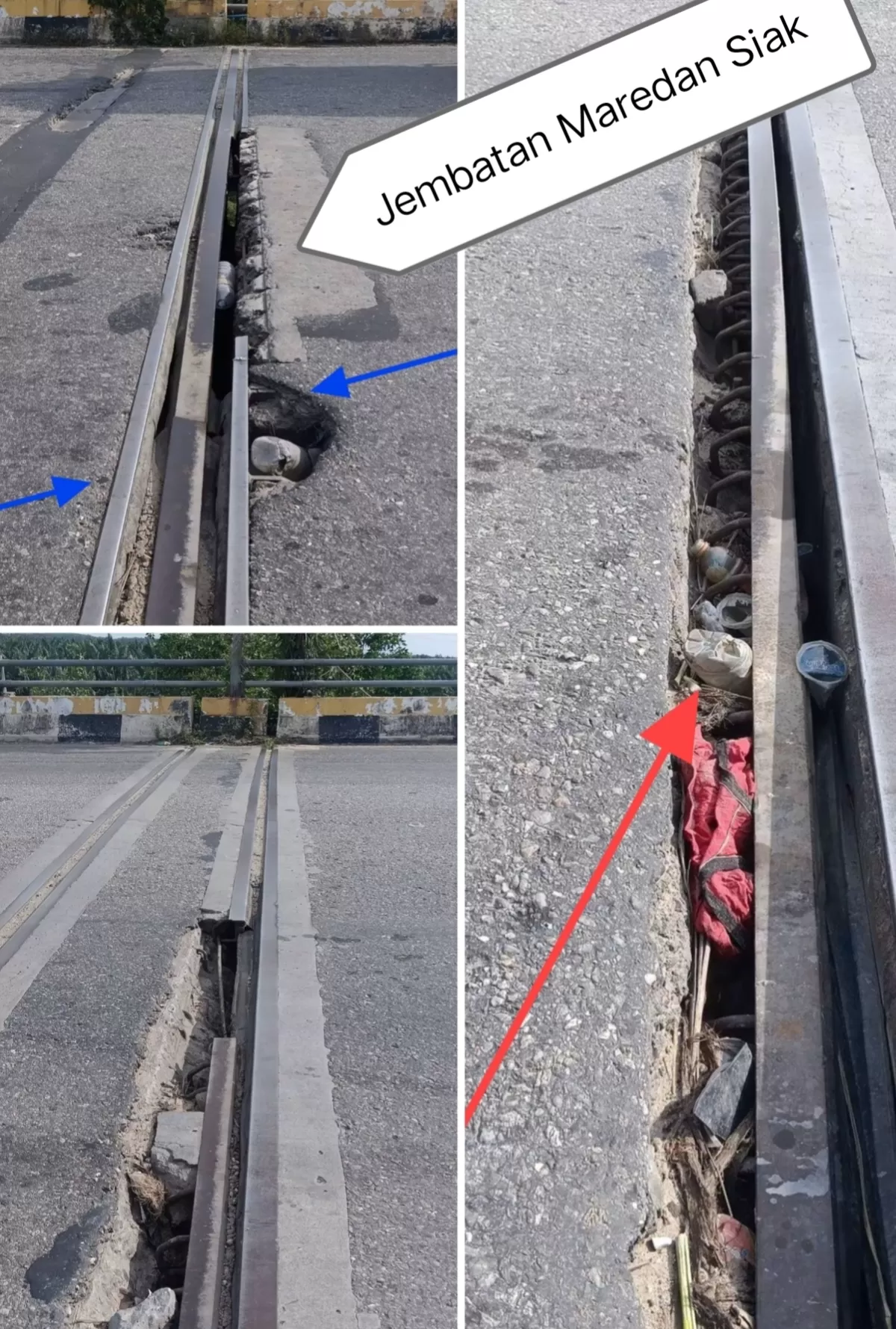 Pemerintah Kabupaten Siak Tidak peduli, Sambungan Jembatan Maredan Tualang Rusak parah,Warga Khwatir Jatuh Ke sungai.