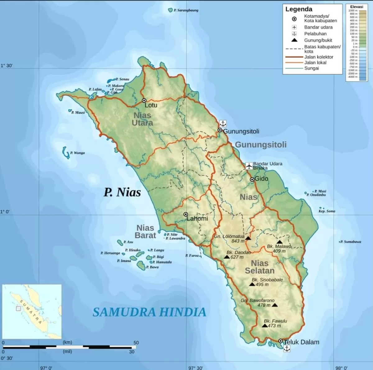 Peta Kepulauan Nias (Istimewa)