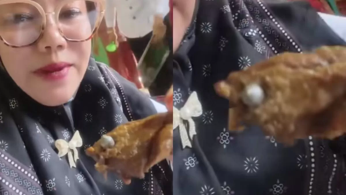 Viral ditemukan benda diduga peluru senapan angin dalam menu MBG di Lampung Utara. (TikTok.com/@indrasegalogalo)