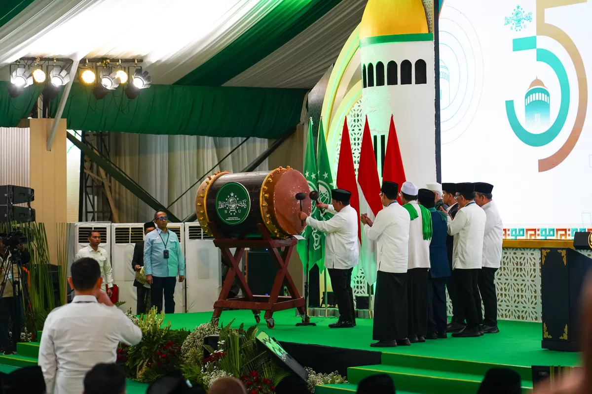 Presiden Prabowo Subianto saat membuka Muktamar ke-35 NU di Jombang, Kamis (27/8)