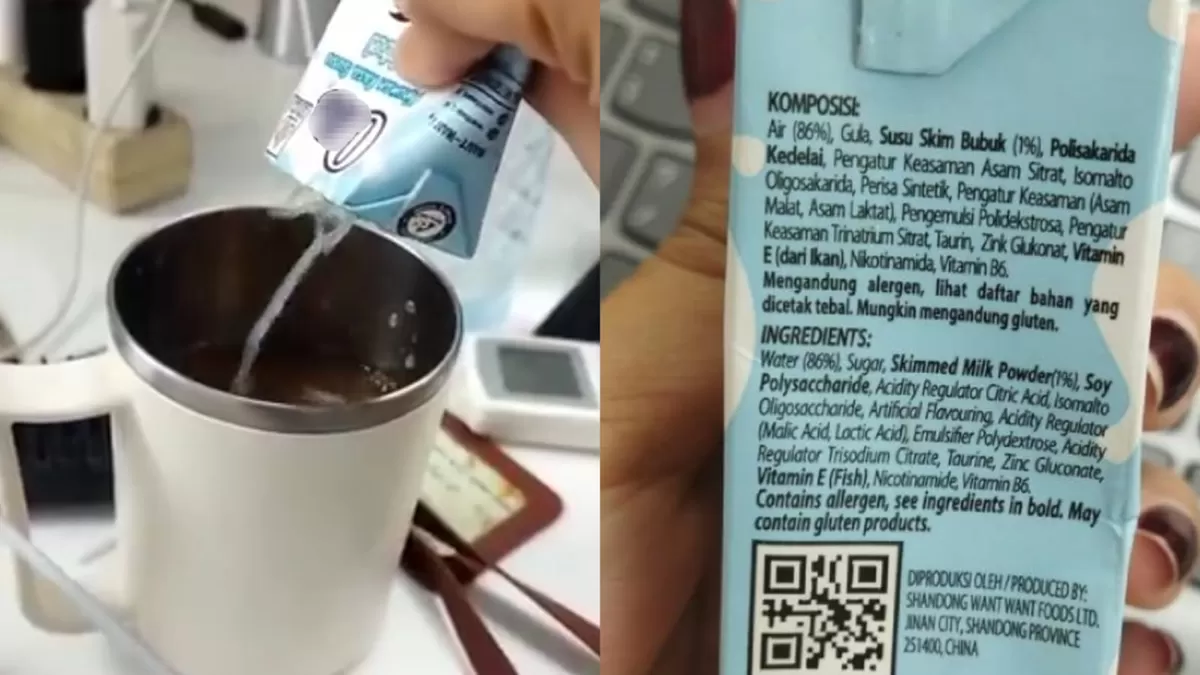 Viral minuman kemasan rasa susu dalam menu MBG untuk anak TK dn Bogor. (X.com/@bismillahyuk_)