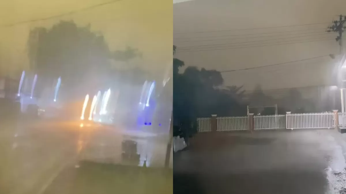 Warga Pontianak sambut hujan yang akhirnya turun di tengah upaya pemadaman karhutla. (Threads/romero.ahd - rzkyyptri)