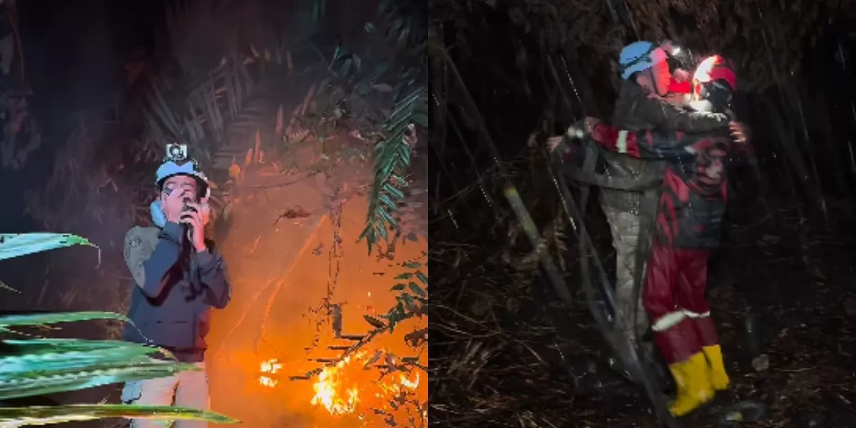 Mengintip momen haru saat para relawan pemadam karhutla di Kalbar saksikan hujan turun usai 67 hari berjuang padamkan titik api. (Instagram.com/@asrulputrananda)