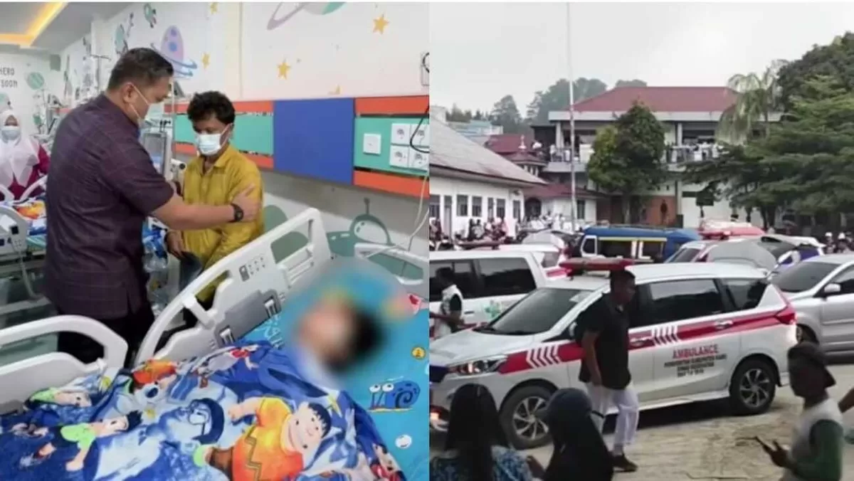 Momen Kepala BGN menjenguk siswa korban keracunan MBG di Berastagi, Karo, Sumatera Utara pada pertengahan Agustus 2026. (Instagram/sudaru_sudaryono - Threads/zumaahmad)