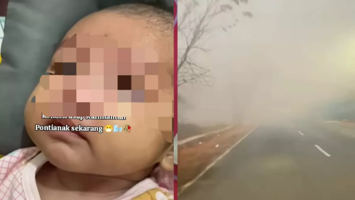Kabut asap di wilayah terdampak karhutla membuat puluhan ribu balita sesak napas hingga ISPA. (TikTok/its.rehanbesett - Threads/emshihab)