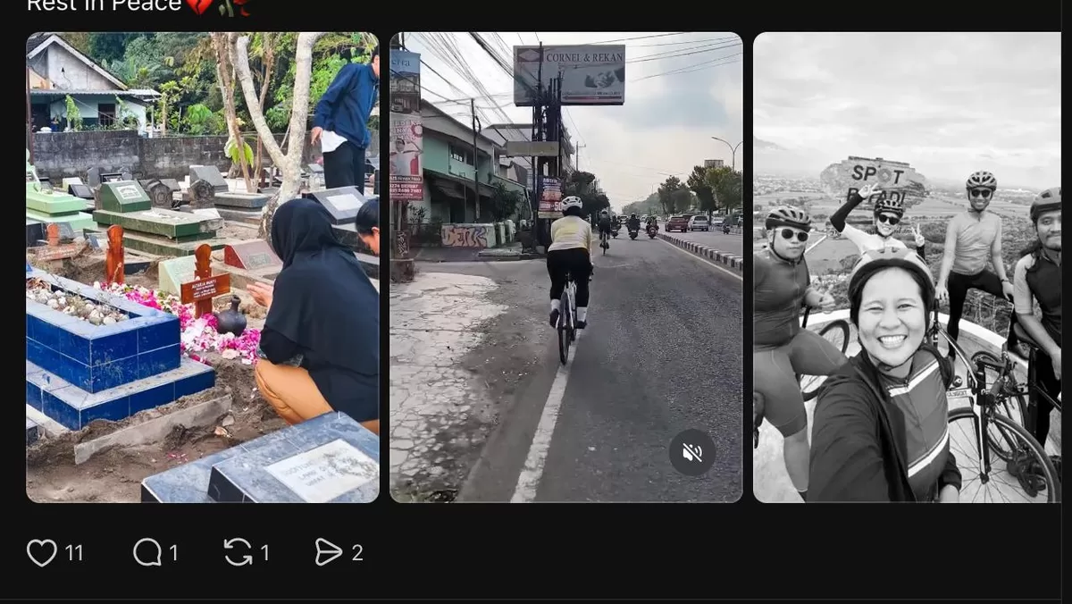 Screenshot unggahan Threads yang berisi kabar duka meninggalnya Astaria, peserta Audax Jogja 200. (Threads @vero******)