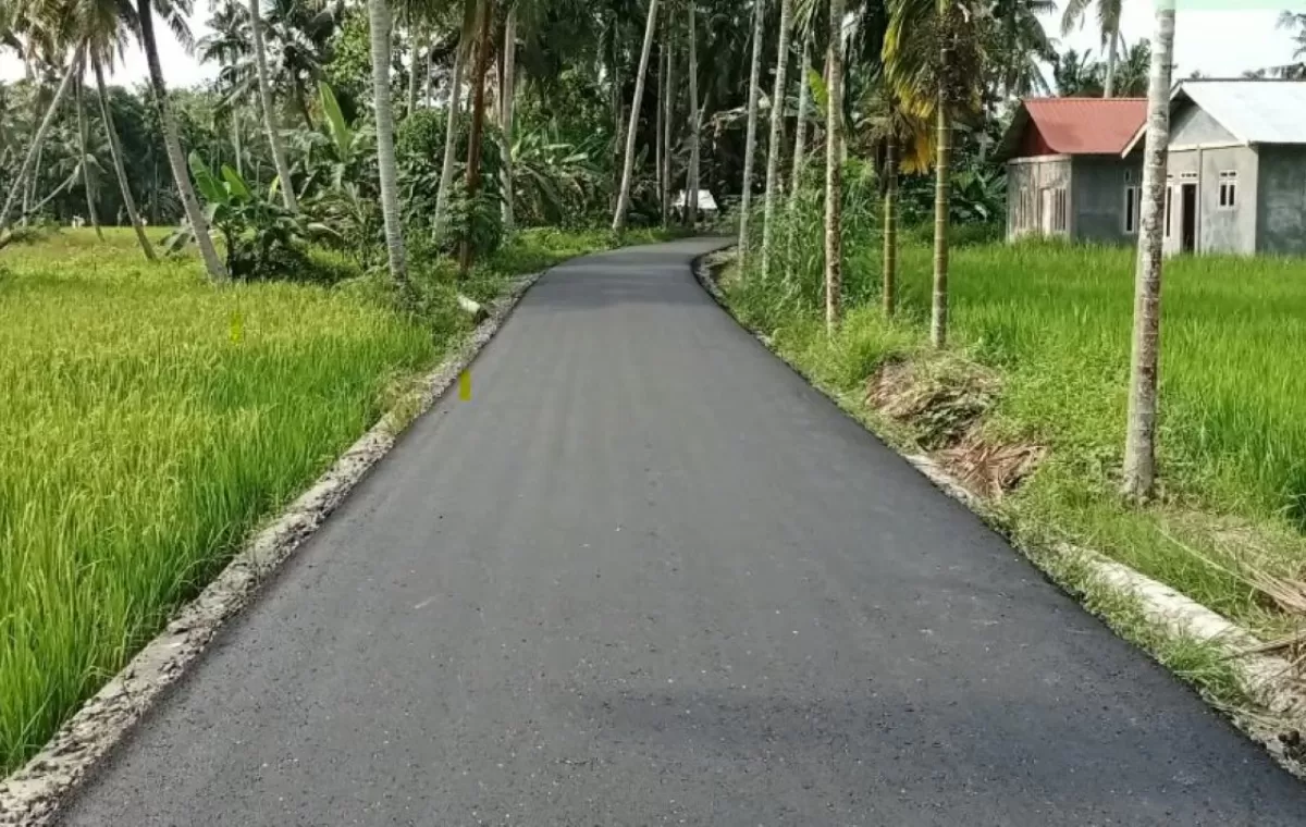 Ruas Jalan Saetuene di Kecamatan Sirombu yang telah selesai ditingkatkan melalui DAK Bidang Jalan.