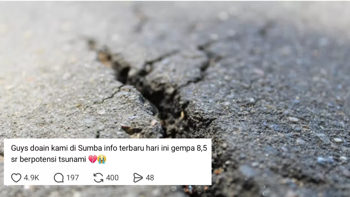 Foto ilustrasi gempa bumi dan utas warga soal kabar gempa M 8,5 di Sumba, NTT. (Unsplash/mslightann - Threads/chii_tamara07)