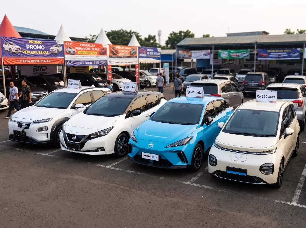 Anggaran sekitar Rp200 jutaan kini membuka pilihan mobil listrik bekas dari berbagai merek. (Ilustrasi AI)