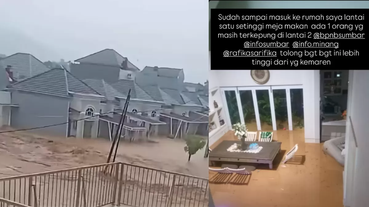 Banjir terjadi di sejumlah wilayah di Padang, Sumatera Barat usai hujan deras. (Instagram.com/@dr.ginaseptivani)