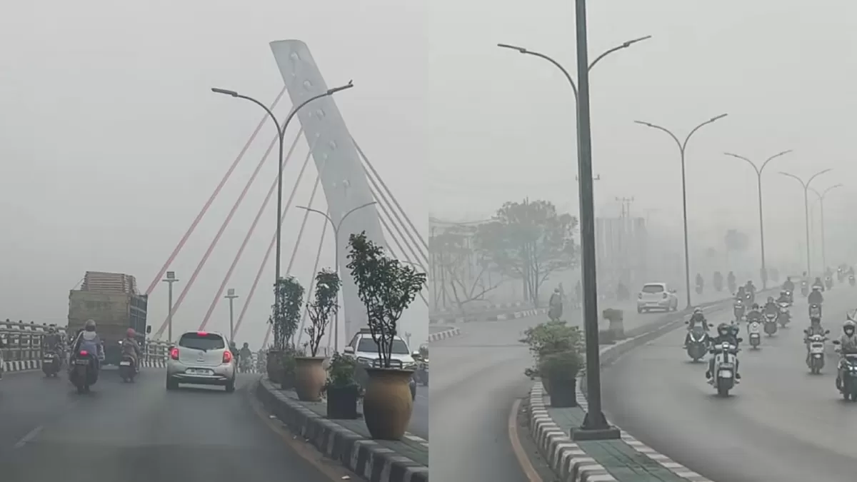 Kondisi kabut asap yang masih menyelimuti Kalimantan Selatan. (Threads.com/@taufiq_yr)