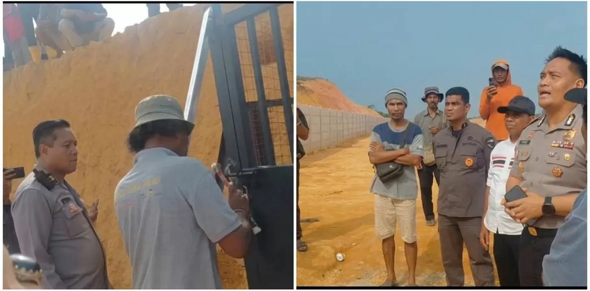 Suasana mediasi dan pembukaan pagar besi berlogo BP Batam yang sempat mengisolasi ratusan warga Kampung Tengah, Teluk Bakau, Kecamatan Nongsa, Sabtu (31/10/2026)