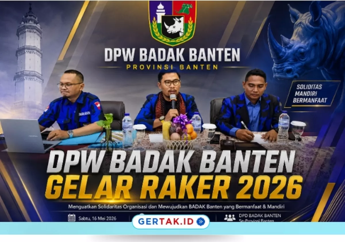 Pengurus DPW ORMAS BADAK Banten saat menggelar Rapat Kerja (Raker) 2026 di Hotel Puri Kayana, Kota Serang, Sabtu (16/5/2026)./Dok.Badak Banten
