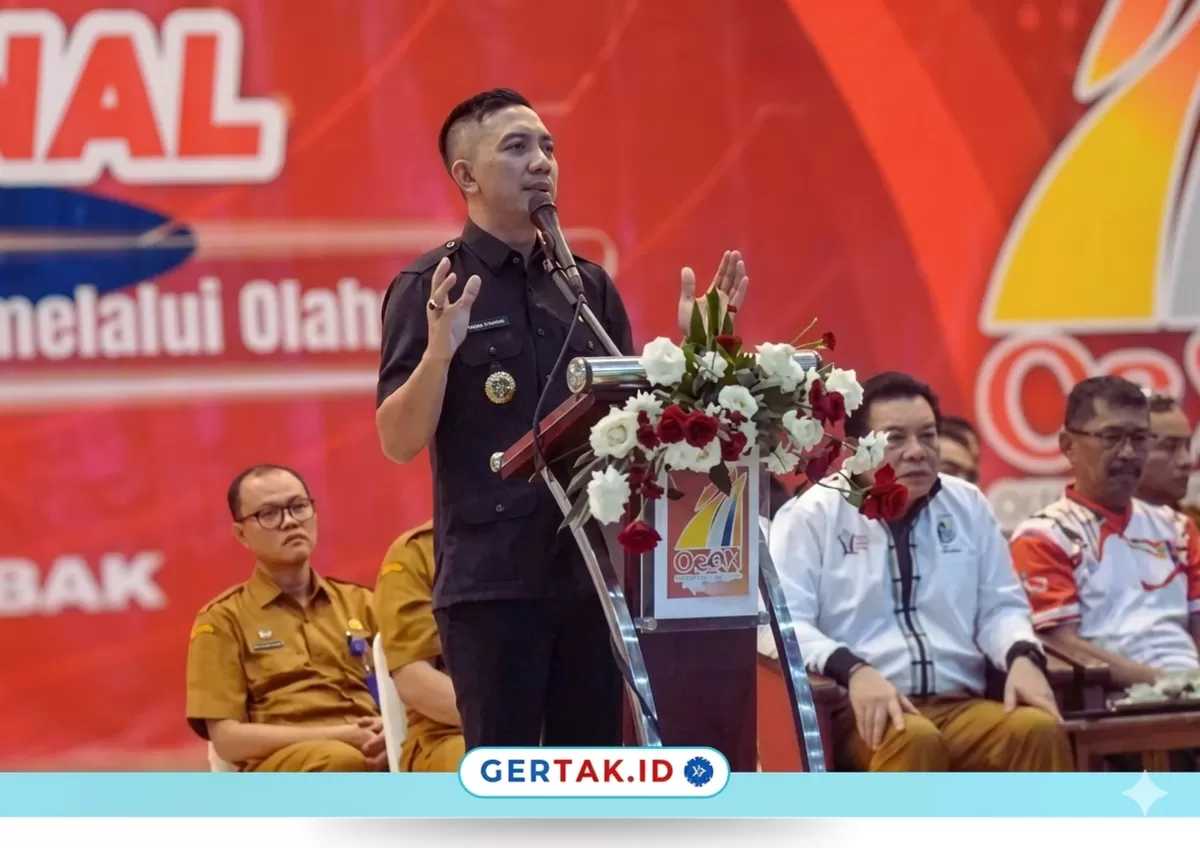 Foto : Bupati Lebak, Hasbi Asyidiki Jayabaya saat membuka Ajang O2SN Lebak 2026./Dok.Disdik Lebak/Gertak.id