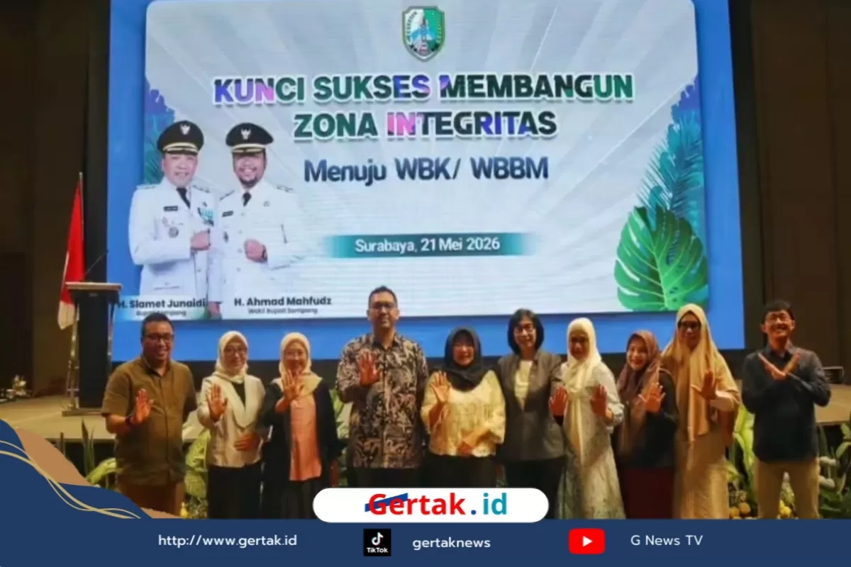 SURABAYA, Gertak.id &mdash; Pemerintah Kabupaten Sampang menggelar kegiatan Awarding dan Penguatan Zona Integritas menuju WBK/WBBM, pendampingan rencana aksi tindak lanjut hasil evaluasi SAKIP Tahun 2025, s