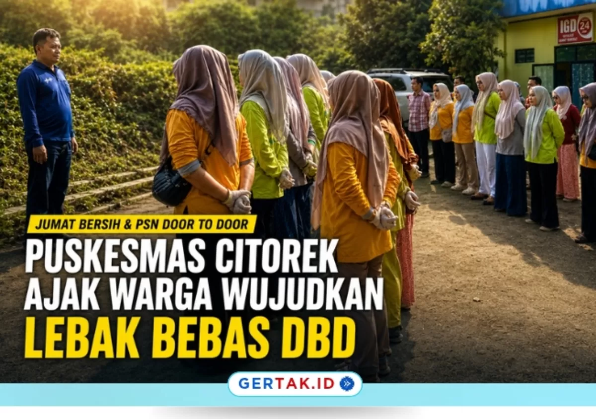 Keterangan Foto: Petugas kesehatan Puskesmas Citorek, kader, dan masyarakat mengikuti apel sebelum pelaksanaan Gerakan Jumat Bersih (Jumsih) dan Pemberantasan Sarang Nyamuk (PSN) door to door 