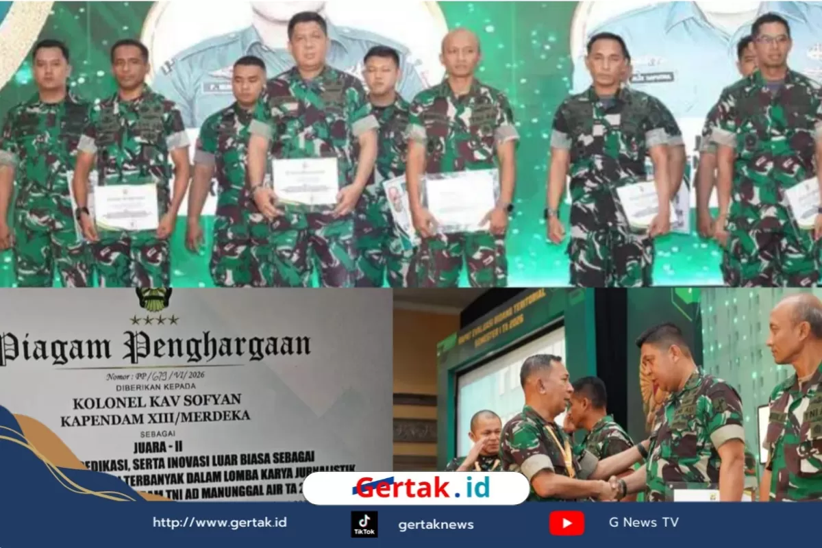 Kapendam XIII Merdeka Raih Juara II Lomba Jurnalistik TNI AD 2026  