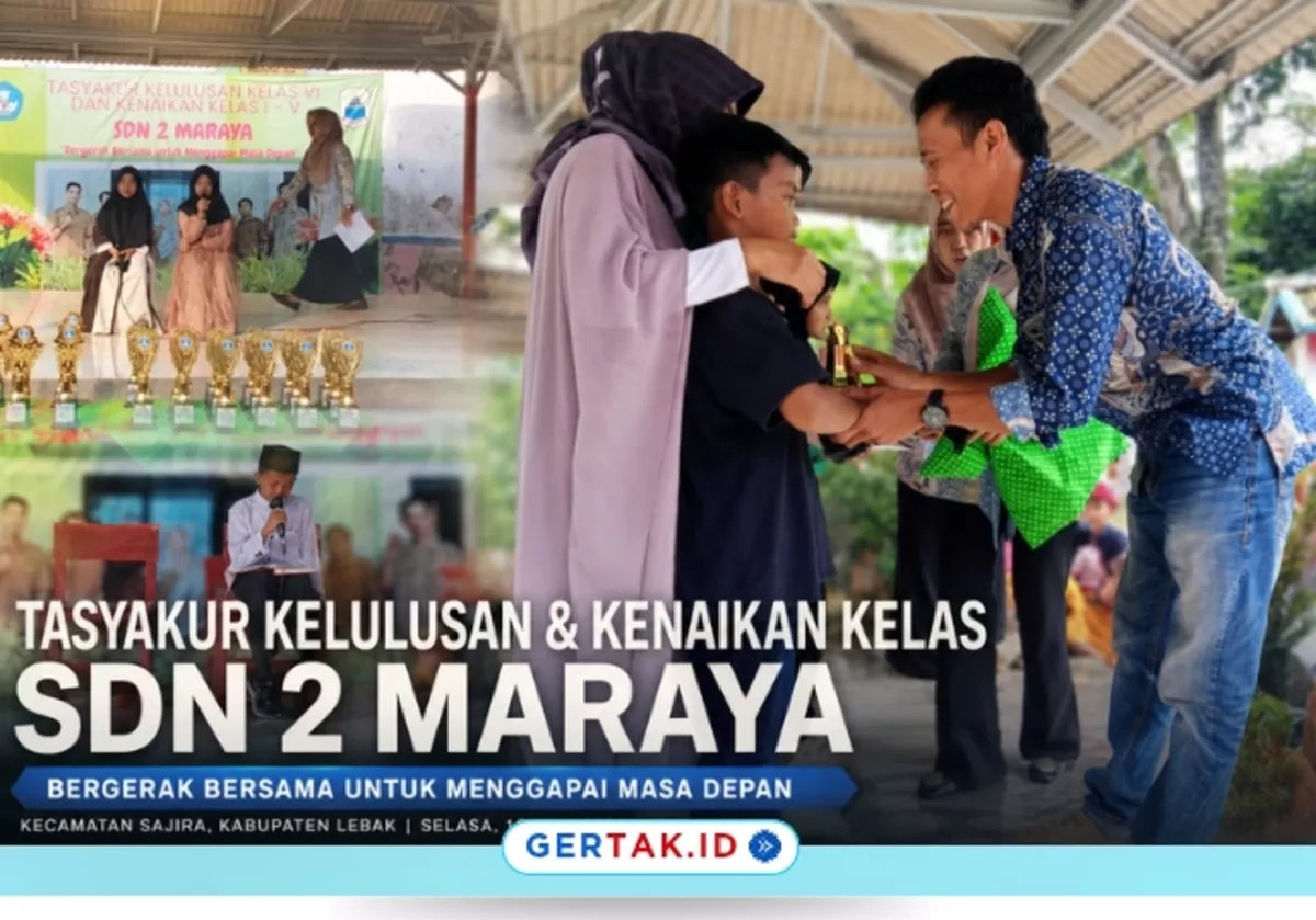 Keterangan Foto: Penyerahan penghargaan dan pentas bakat siswa mewarnai Tasyakuran Kelulusan dan Kenaikan Kelas SDN 2 Maraya di Sajira, Lebak. (Foto: Istimewa)