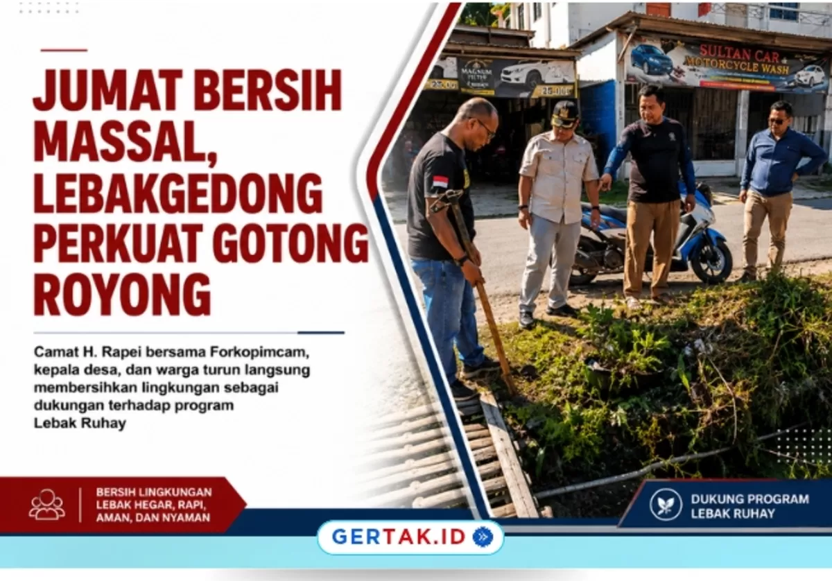 Keterangan Foto: Camat Lebakgedong bersama unsur Forkopimcam turun langsung dalam aksi Jumat Bersih Massal./Dok.Camat Lebakgedong