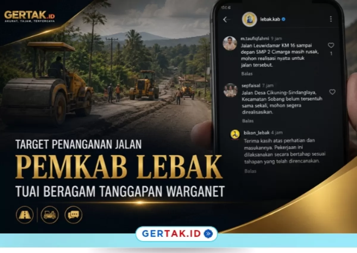 Keterangan Gambar: Ilustrasi visual program penanganan jalan di Kabupaten Lebak yang menjadi perhatian dan perbincangan masyarakat di media sosial./Ilustrasi AI