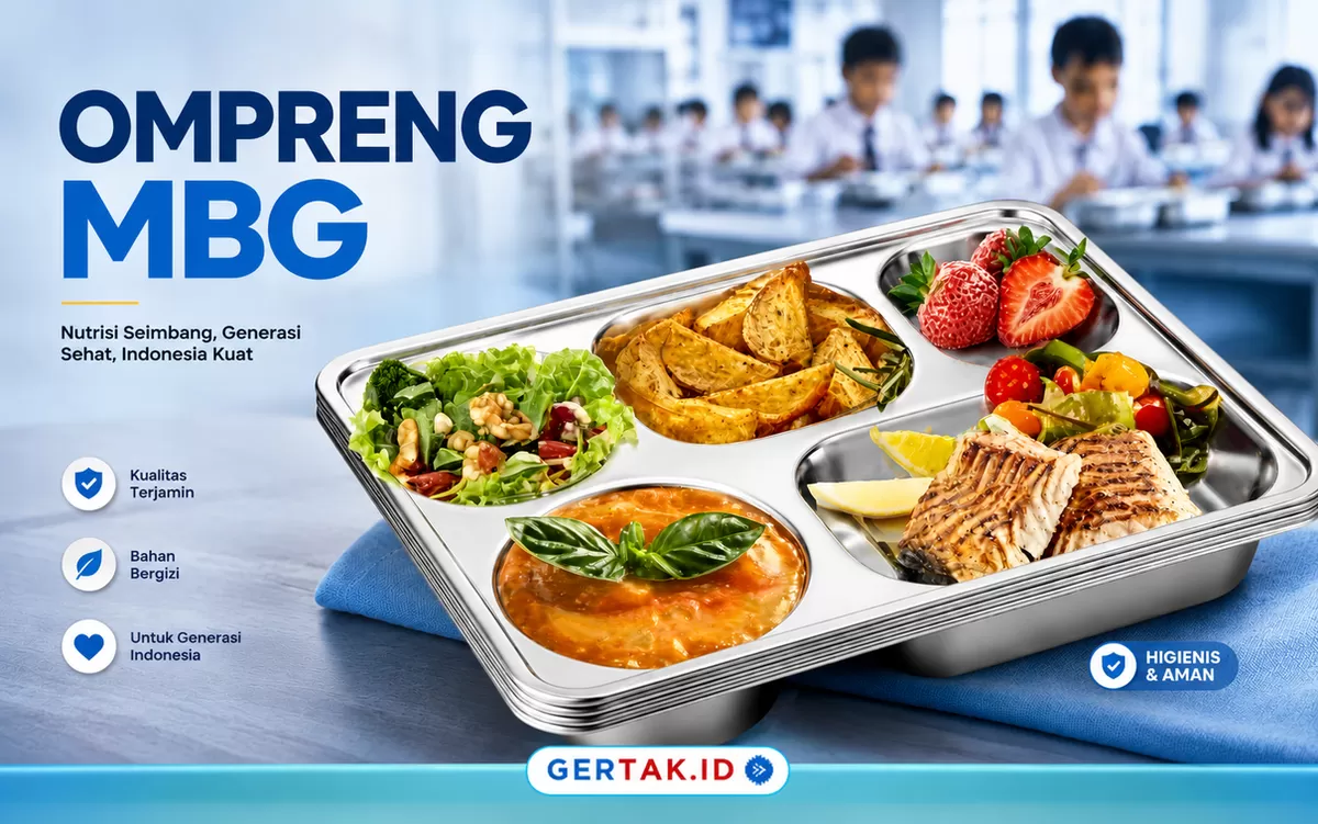 Keterangan gambar: Ilustrasi ompreng berbahan stainless steel sebagai wadah menu Program MBG./(Ilustrasi AI)