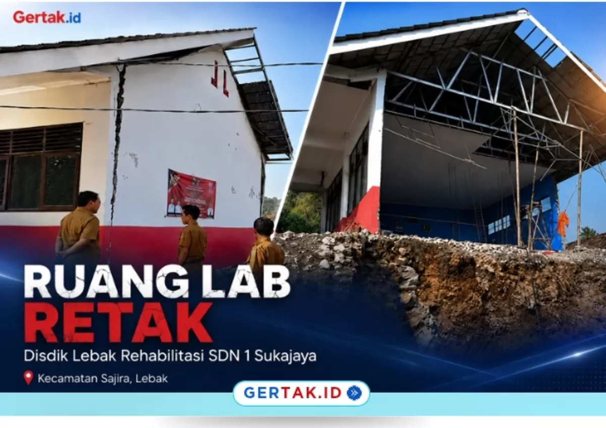 Keterangan Foto: Kondisi ruang kelas SDN Sukajaya 1, Kecamatan Sajira, sebelum direhabilitasi (kiri) dan saat proses rehabilitasi berlangsung (kanan)./Dok.Tangkapan layar video Instagram Disdik Lebak
