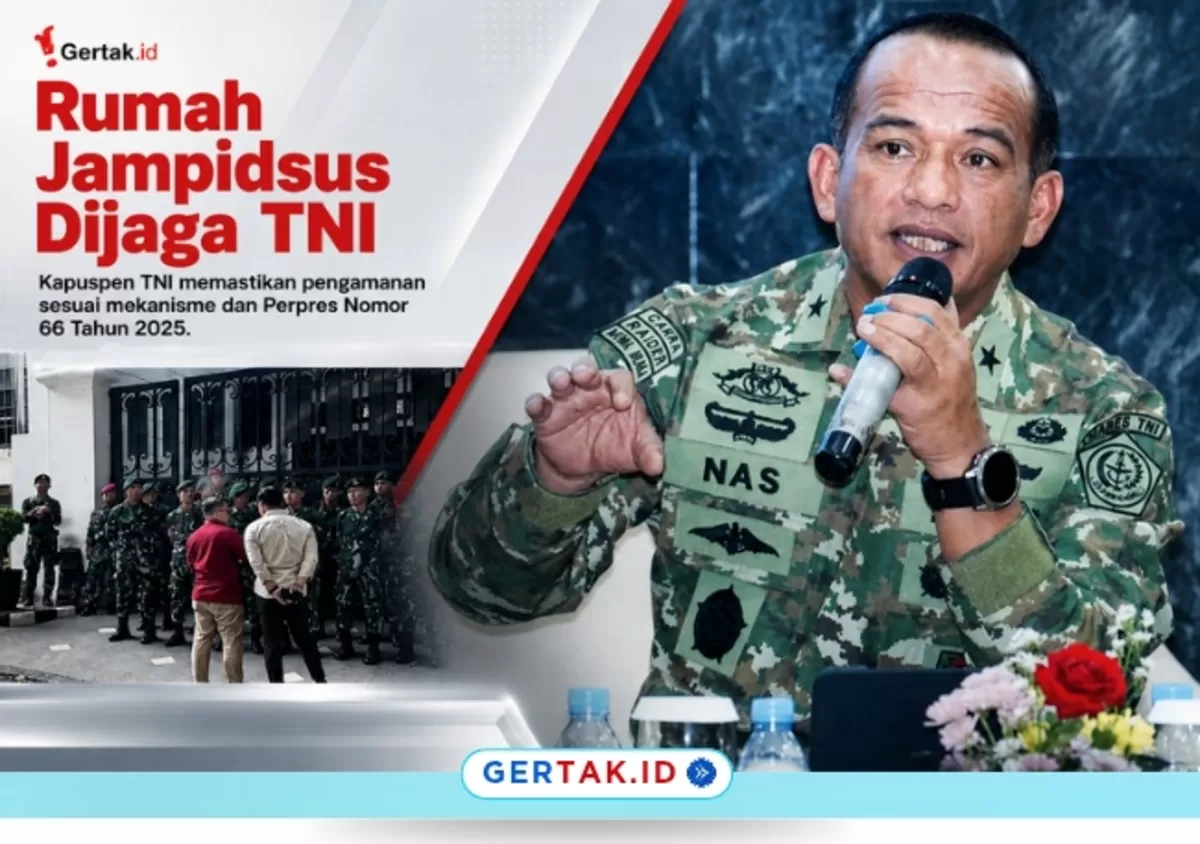 Foto: Kolase Kapuspen TNI Muhammad Nas dan suasana pengamanan di rumah dinas Jampidsus Febrie Adriansyah. Dok. Istimewa/Gertak.id