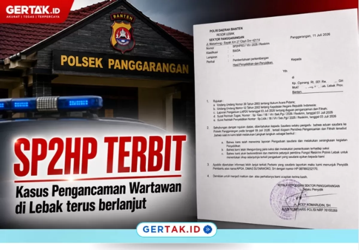 Keterangan foto: Surat Pemberitahuan Perkembangan Hasil Penyelidikan dan Penyidikan (SP2HP) kasus dugaan pengancaman wartawan di Polsek Panggarangan./Dok.Gertak.id