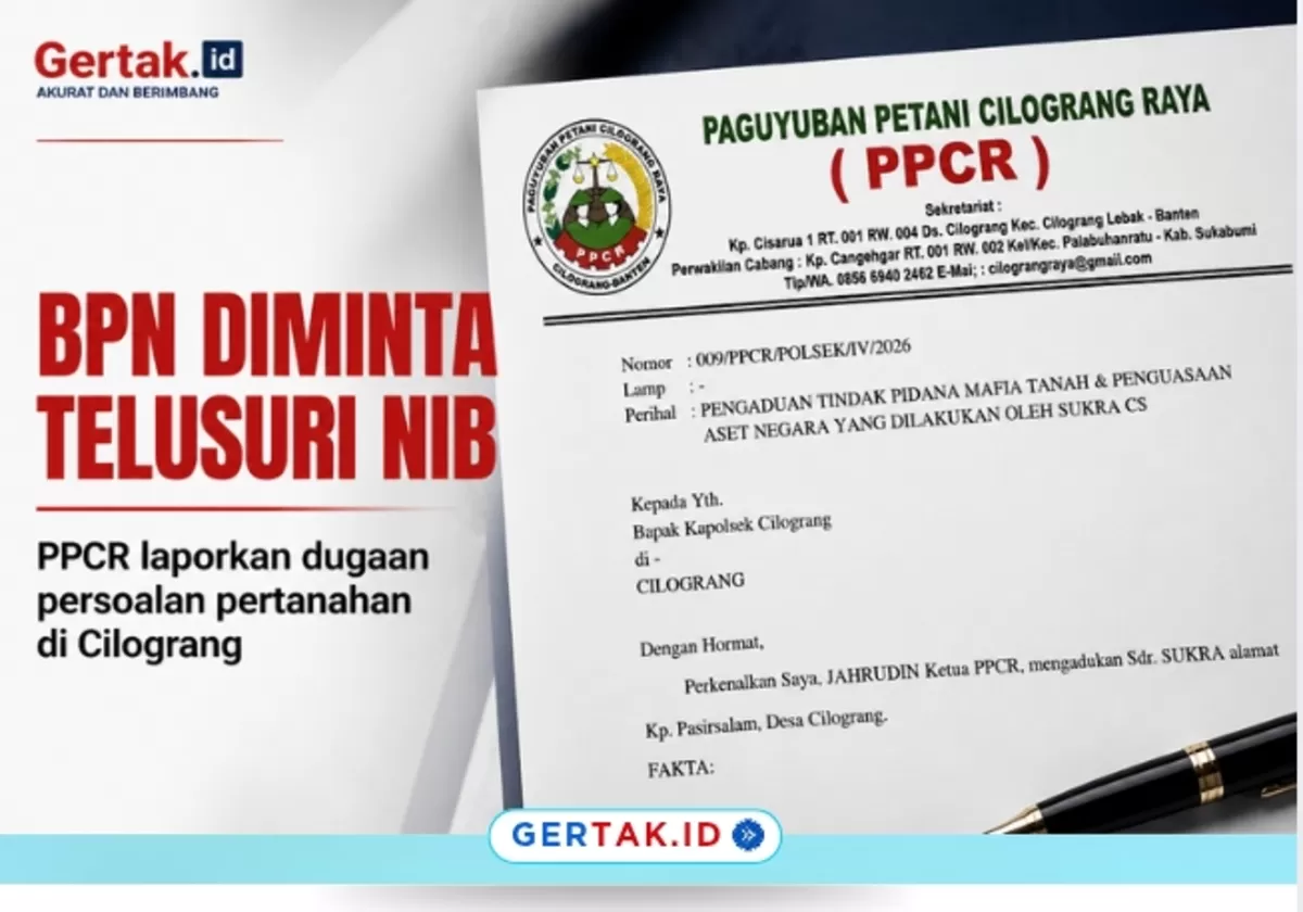 Keterangan foto: Surat pengaduan resmi Paguyuban Petani Cilograng Raya (PPCR) terkait dugaan persoalan pertanahan di Desa Cilograng, Kabupaten Lebak./Dok.Gertak.id