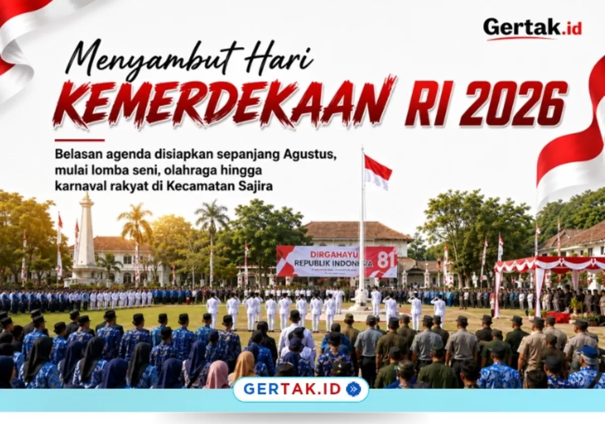 Keterangan gambar: Ilustrasi suasana upacara dan semarak peringatan HUT Ke-81 Kemerdekaan Republik Indonesia di Kecamatan Sajira./(Ilustrasi AI)