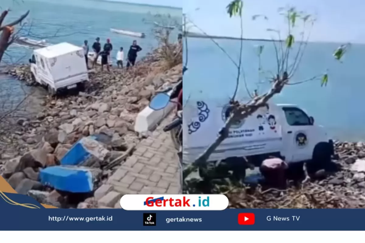 Viral Mobil MBG Terjun dari Jembatan Raas, Berakhir di Bibir Pantai  