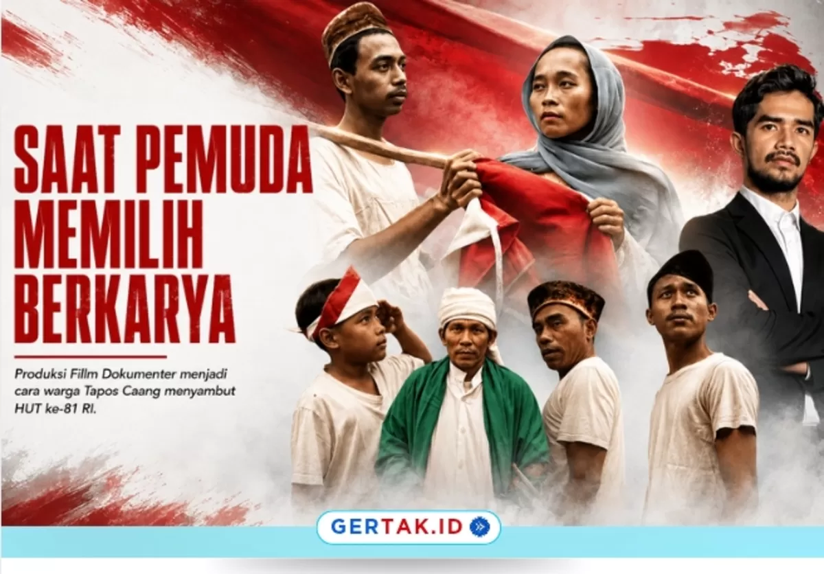 Poster Film &ldquo;Sang Saka Merah Putih&rdquo; karya pemuda Tapos Caang mengangkat kisah bendera warisan pejuang dan tayang 17 Agustus 2026./Dok.Gertak.id