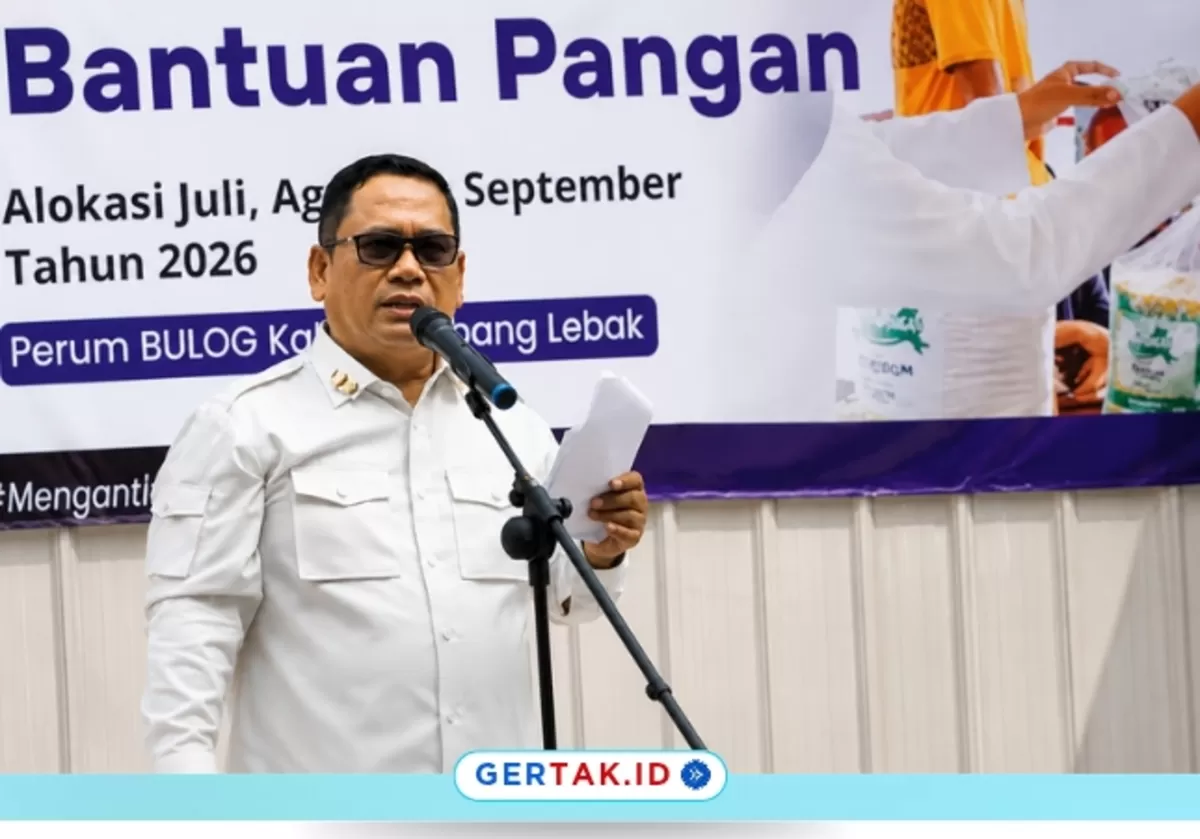 Foto : Wakil Bupati Lebak, Amir Hamzah saat Launching Penyaluran Bantuan Pangan Beras./Dok.Gertak.id