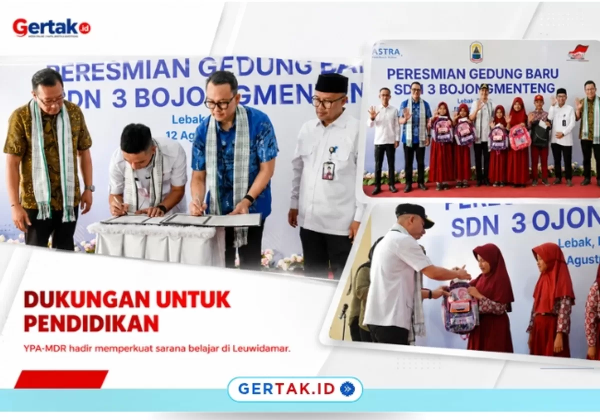 Moment Peresmian SDN 3 Bojongmenteng Lebak yang telah rampung dibangun. YPA-MDR Dukung Sarana Pendidikan./Dok.Gertak.id