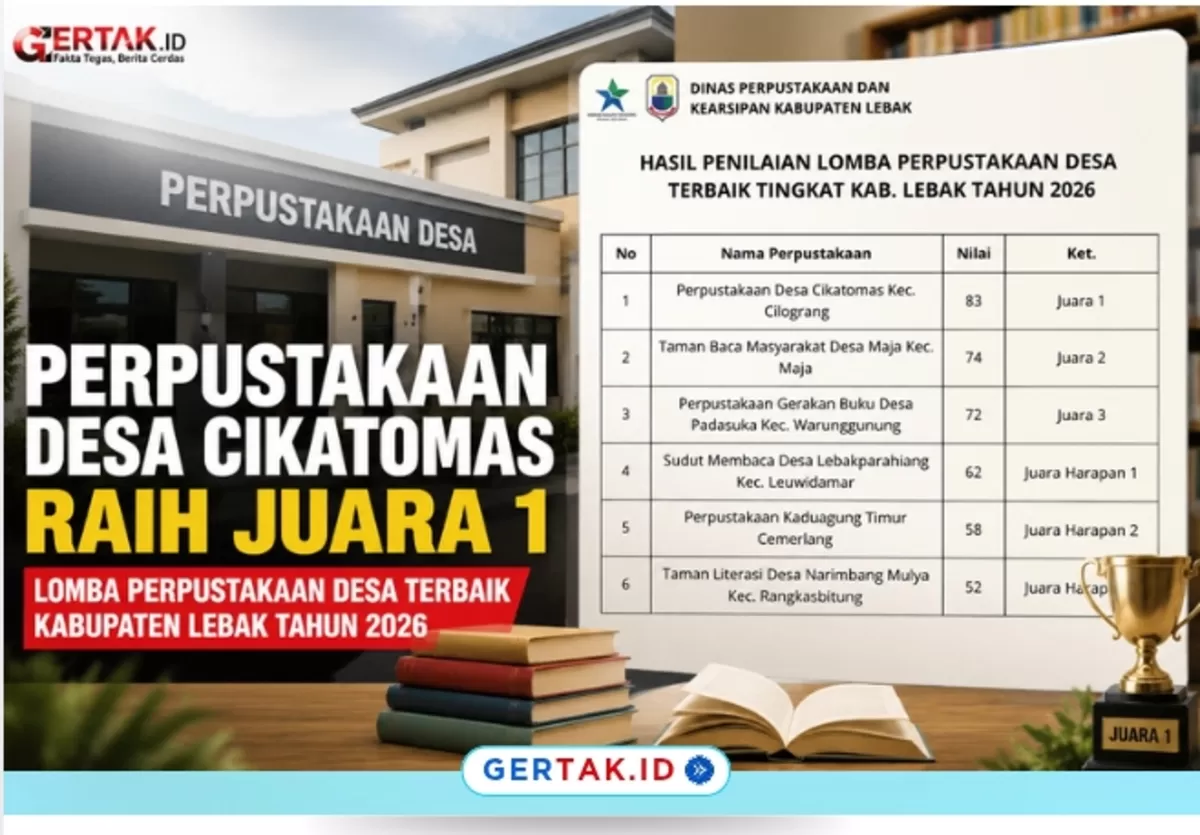 Perpustakaan Desa Cikatomas Jadi Terbaik dalam Lomba Tingkat Lebak 2026./Dok.Gertak.id