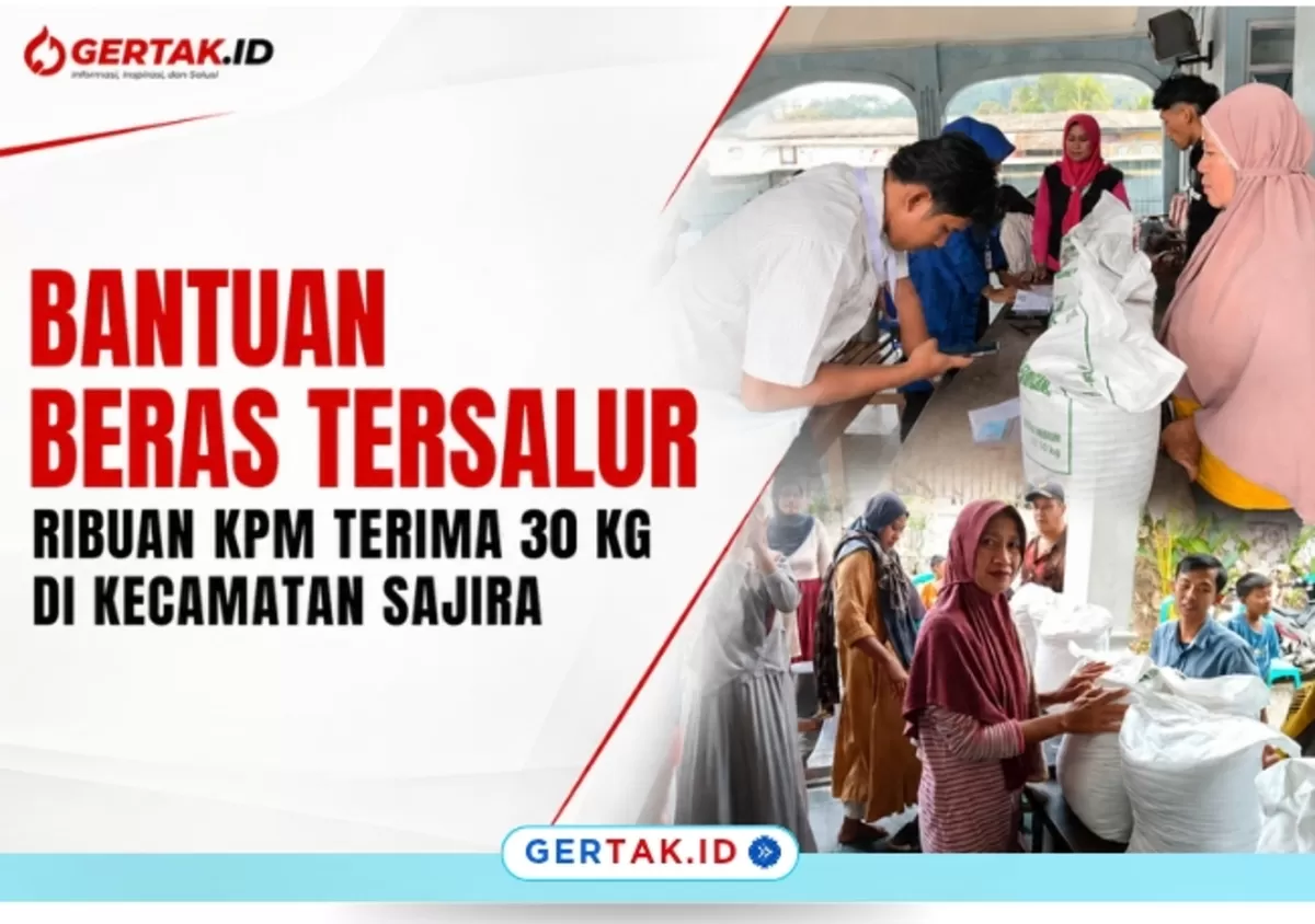 Keterangan Foto: Moment Penyaluran Bantuan Pangan Beras di Kecamatan Sajira./Dok.Gertak.id