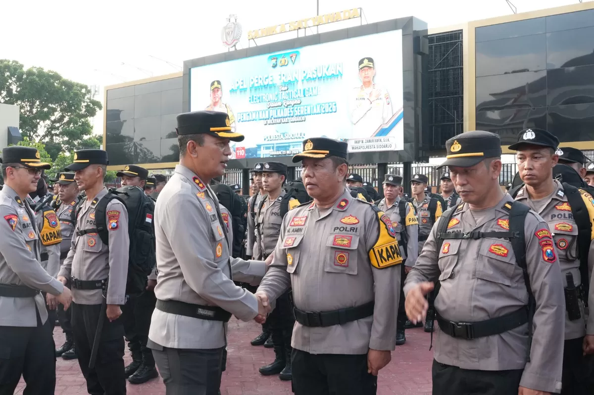 Polresta Sidoarjo tidak main-main dalam mengamankan Pilkades serentak yang digelar di 80 desa pada 23-24 Mei 2026. Dari hasil pemetaan kerawanan, 5 desa masuk kategori sangat rawan dan 29 desa rawan.  (Nrhd)