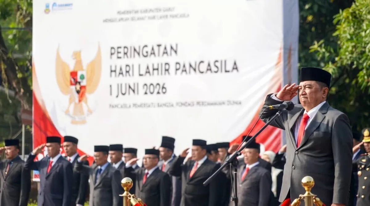 Bupati Garut, Abdusy Syakur Amin, memimpin Upacara Peringatan Hari Lahir Pancasila Tingkat Kabupaten Garut Tahun 2026 (Foto: Dok. Diskominfo Garut)