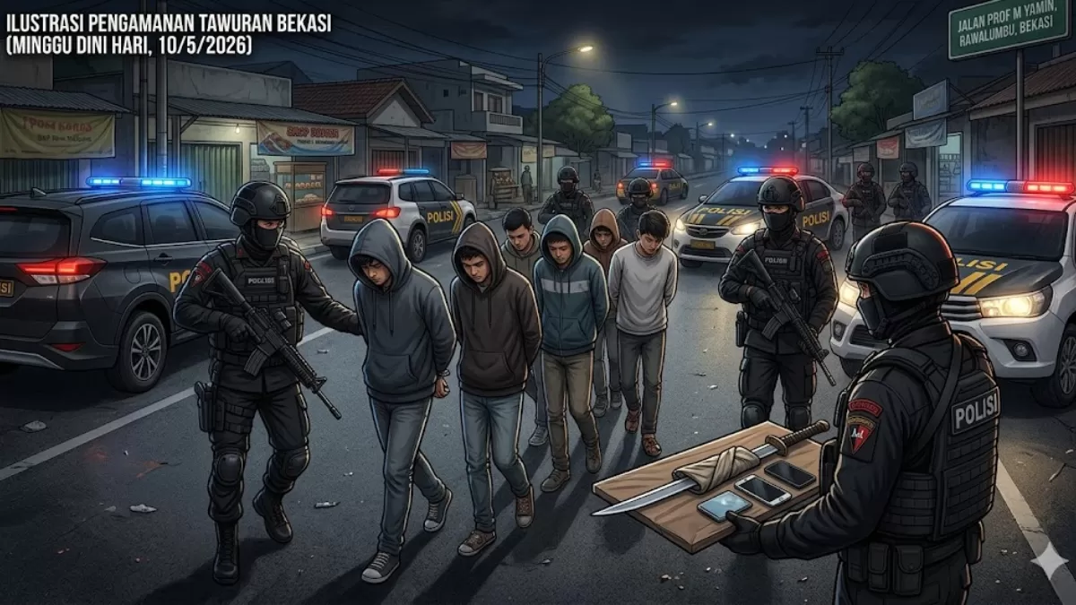 Satbrimob ringkus enam pemuda bersenjata pedang yang hendak tawuran di Rawalumbu Bekasi guna cegah kriminalitas. (Foto ilustrasi/AI)