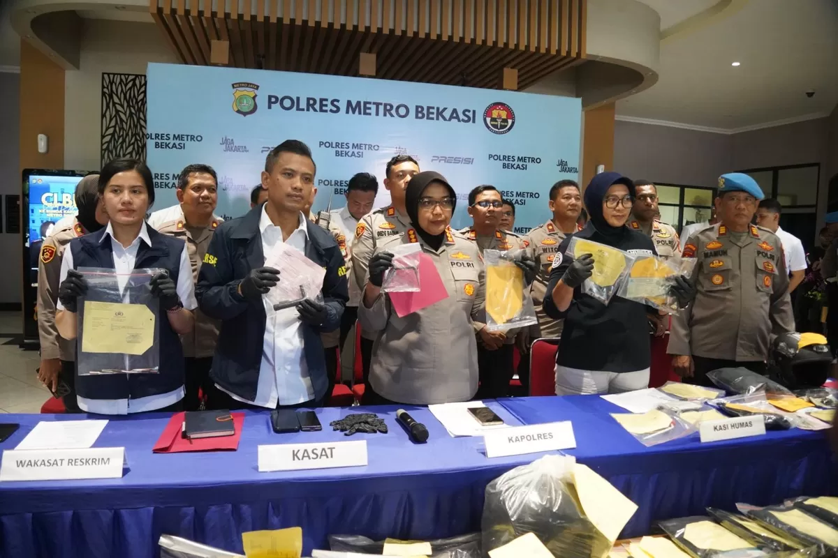 Jumpa pers pengungkapan kasus curanmor di Polres Metro Bekasi