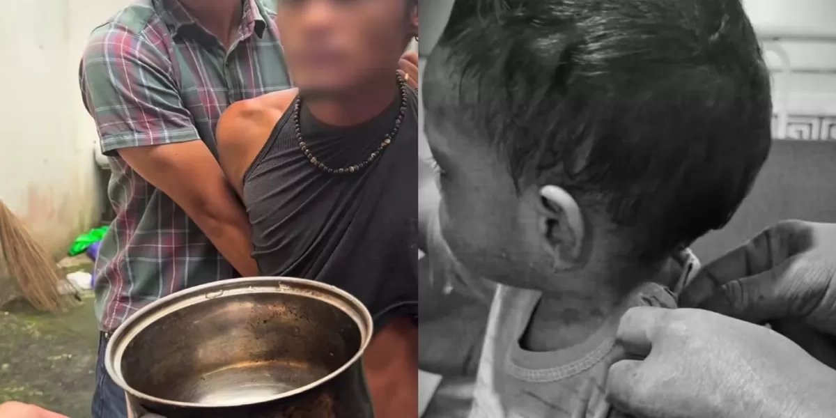 Kasus penganiayaan balita berusia 2 tahun di Padang yang diduga dilakukan ayah kandung dan temuan panci sebagai barang bukti. (Instagram/ghifariiman)
