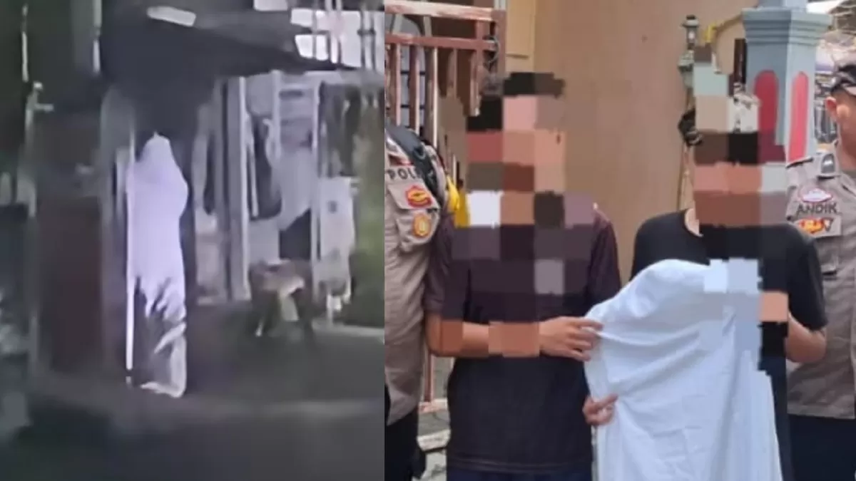 Viral video pocong di depan rumah warga di Lamongan, Jawa Timur. (Instagram/polres.lamongan)