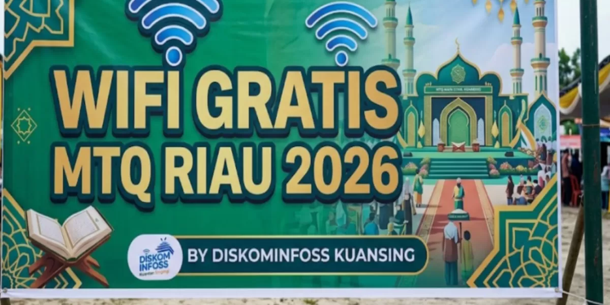 Spanduk Pengumuman Wifi Gratis dilokasi yang akan digunakan untuk MTQ Kuansing Riau (Candra Winata)