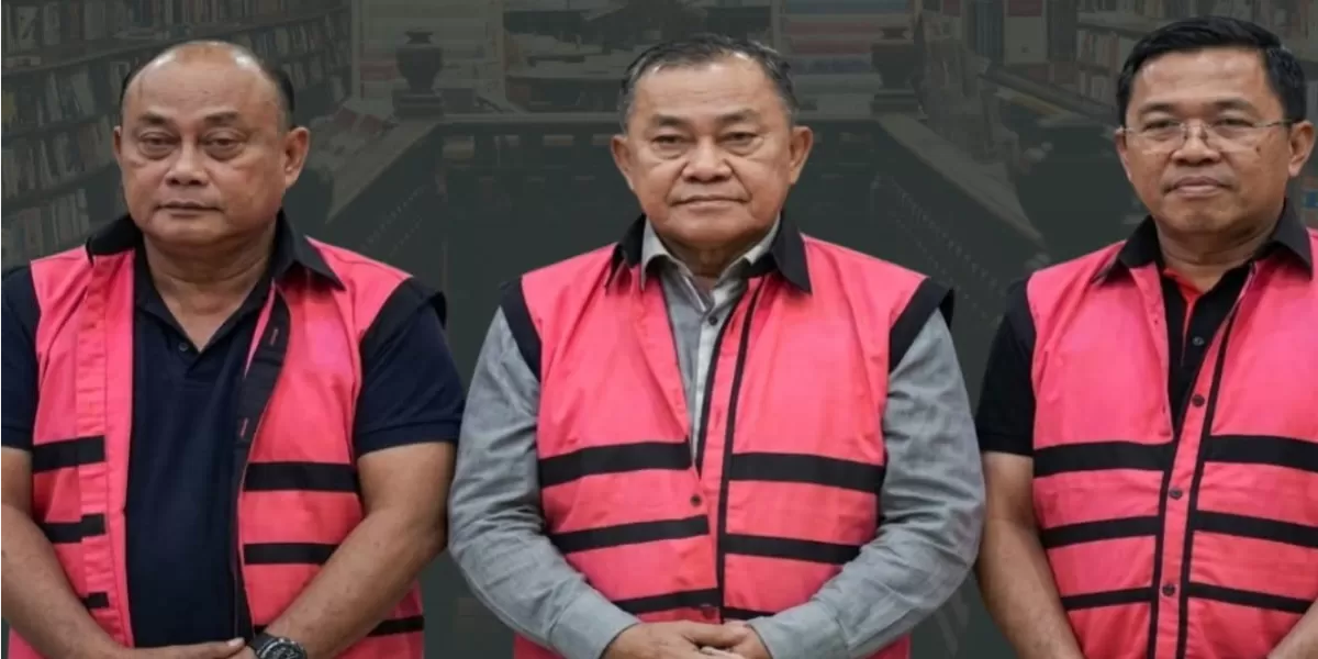 Ketiga tersangka terduga Korupsi MBG, Kepala BGN Dadan Hindayana, serta dua mantan Wakil Kepala BGN, yakni Sony Sonjaya (Irjen Pol Purnawirawan) dan Lodewyk Pusung (Letjen TNI Purnawirawan) (fbistilahhukum)